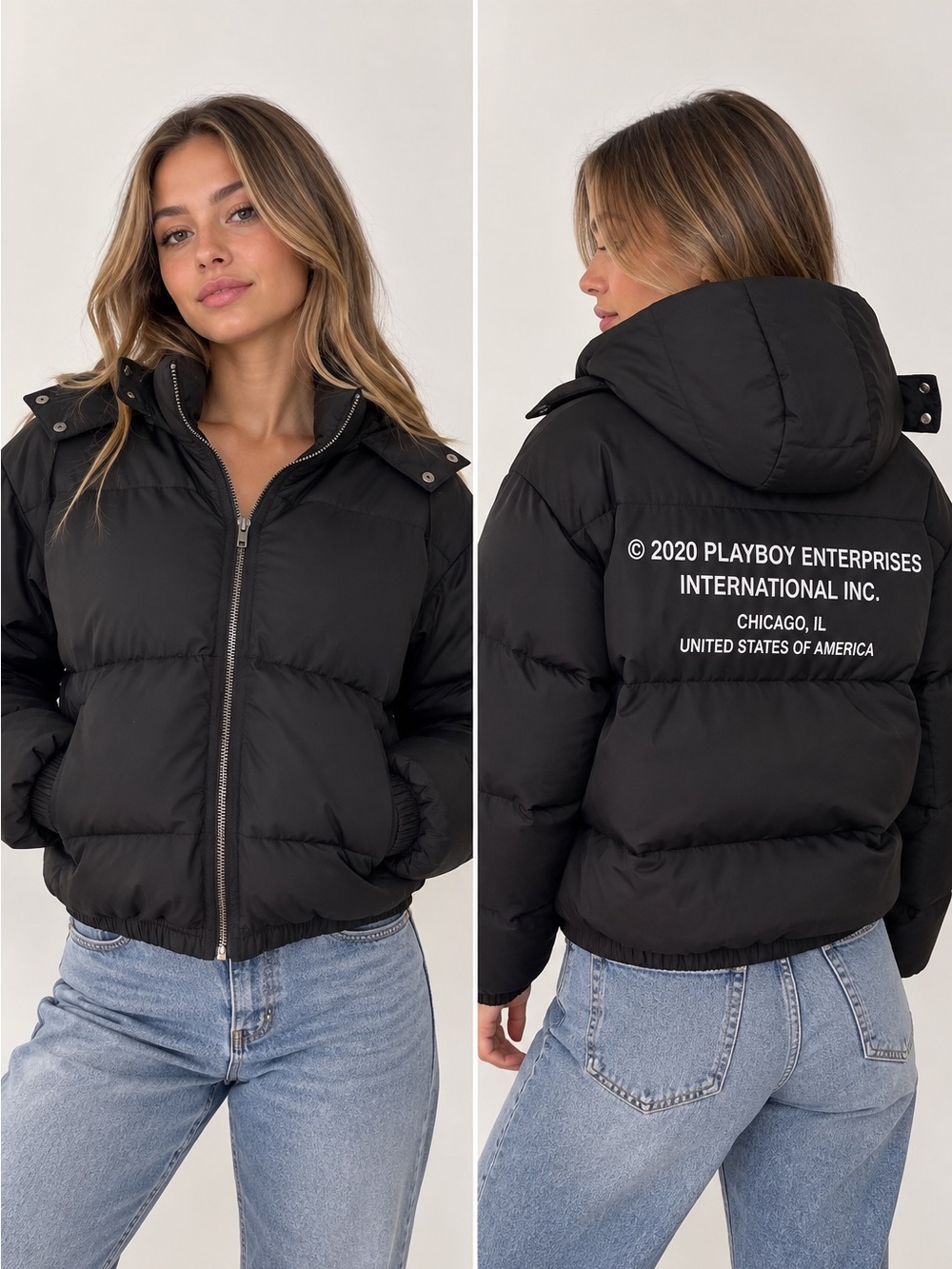 PacSun Playboy Black Puffer Jacket